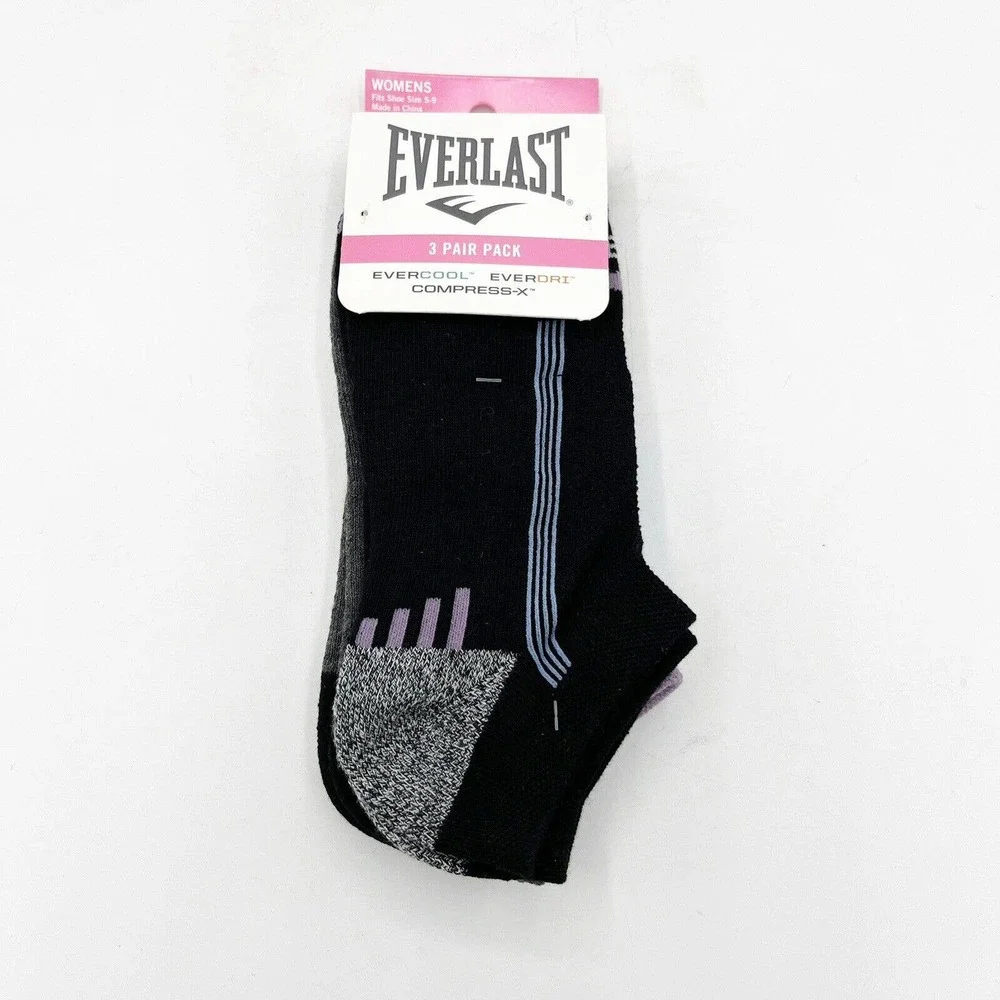Everlast Socks Womens Shoe Size 5 - 9 1/2 Cushion No Show Socks 3 Pair
